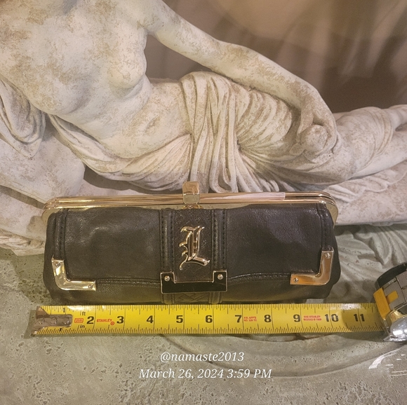 L.A.M.B. by Gwen Stefani Leather Clutch Luxury Designer Celebrity Black #745 - Picture 15 of 17